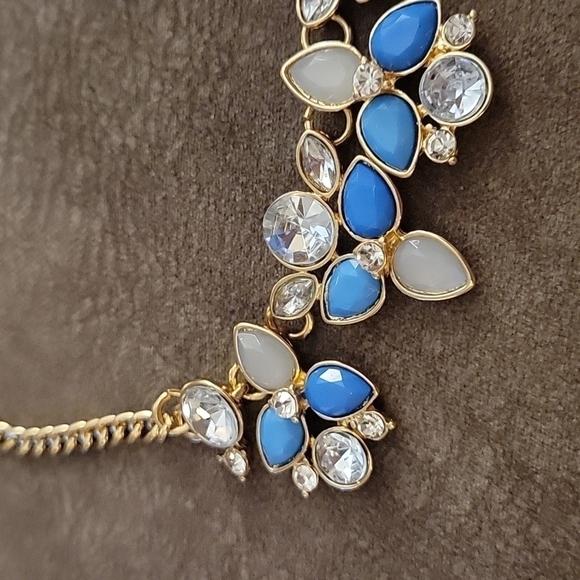 3/$30 Y2k Blue Floral Rhinestone Princess Chain Necklace - Picture 3 of 7